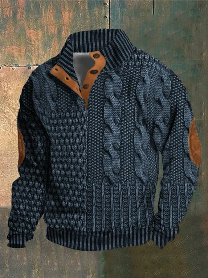 Mens Retro Cashmere Knit Sweater Classic Fit