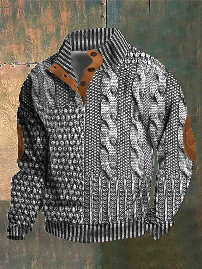Mens Retro Cashmere Knit Sweater Classic Fit