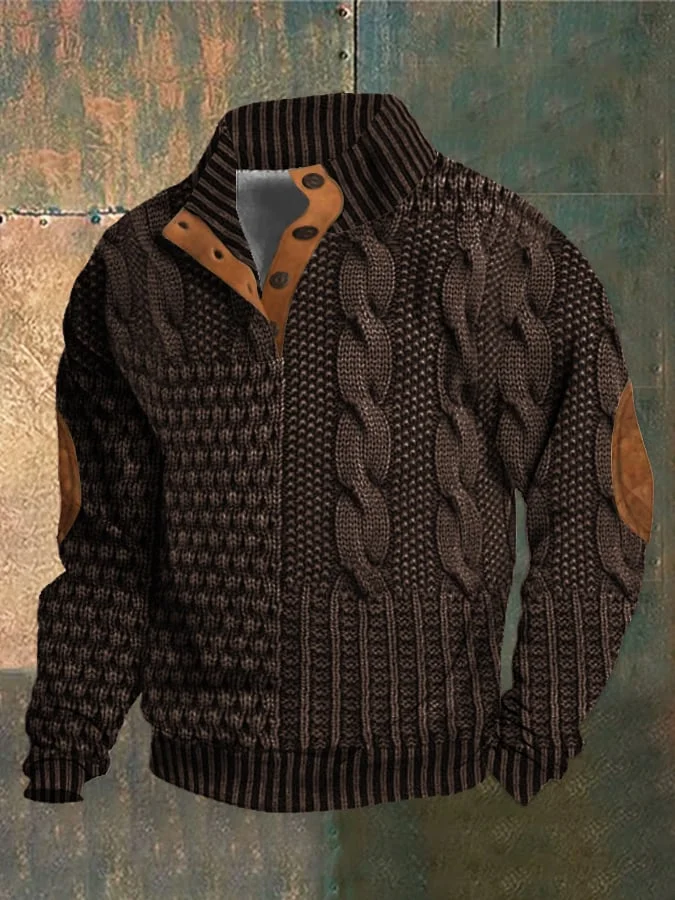 Mens Retro Cashmere Knit Sweater Classic Fit