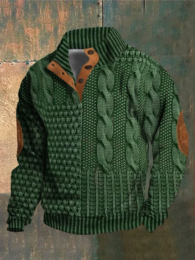 Mens Retro Cashmere Knit Sweater Classic Fit