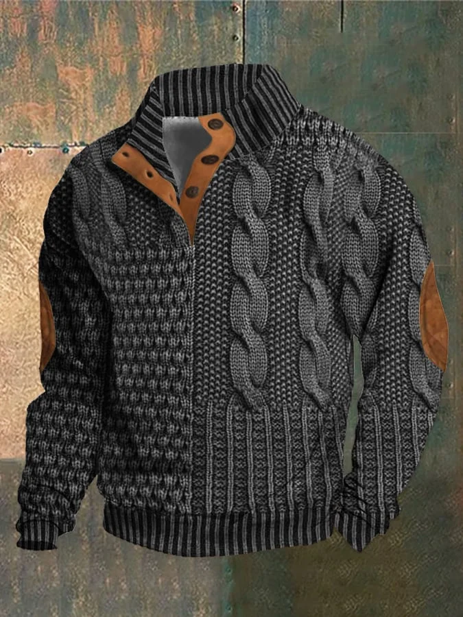 Mens Retro Cashmere Knit Sweater Classic Fit