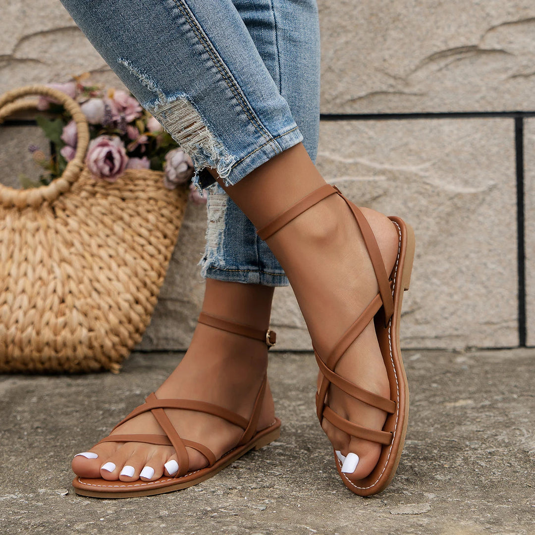 Womens Flat Sandals with Ankle Strap