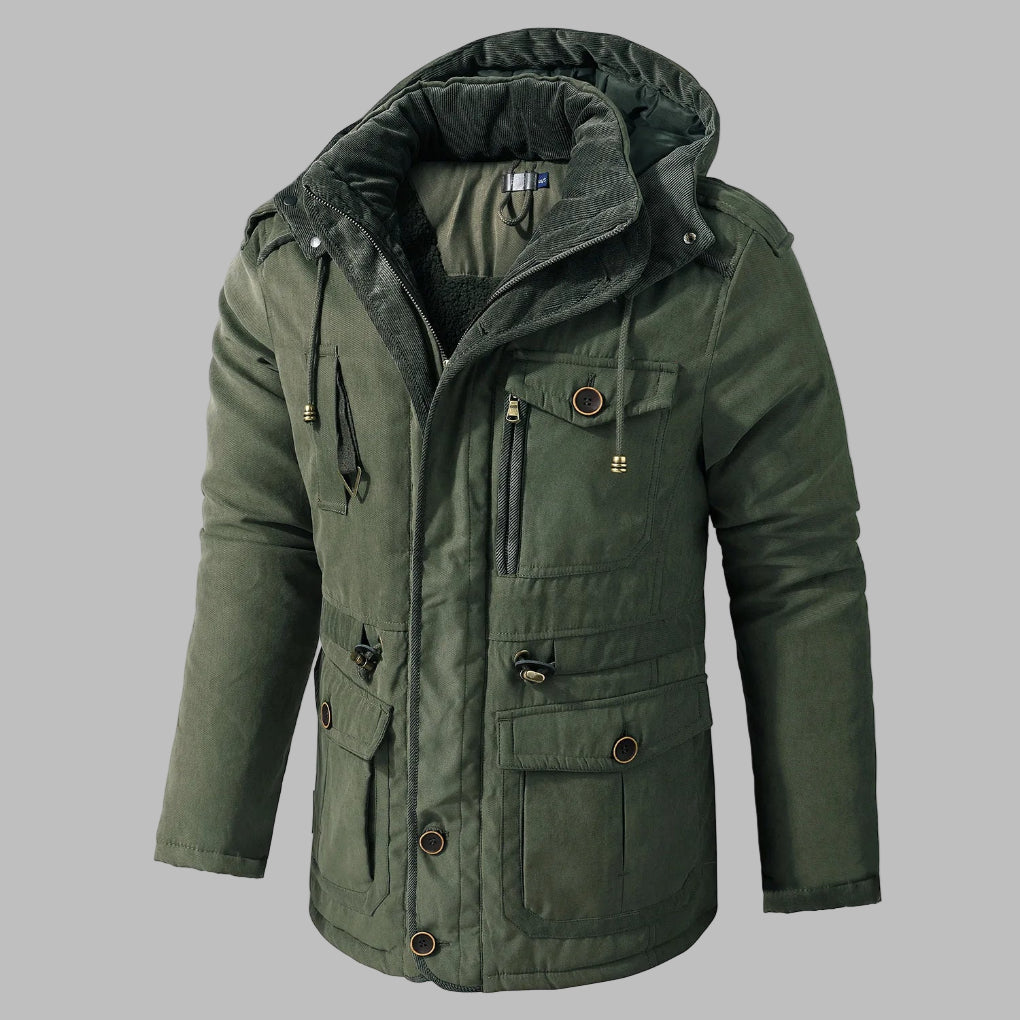 Mens Winter Jacket Multi-Pocket Insulated Fit