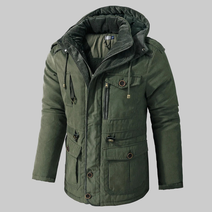 Mens Winter Jacket Multi-Pocket Insulated Warm Fit
