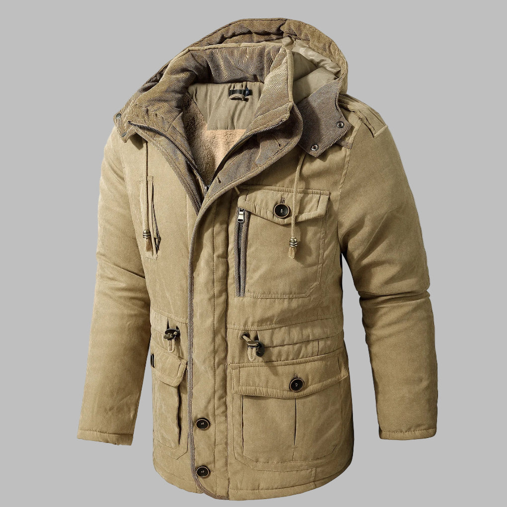 Mens Winter Jacket Multi-Pocket Insulated Fit
