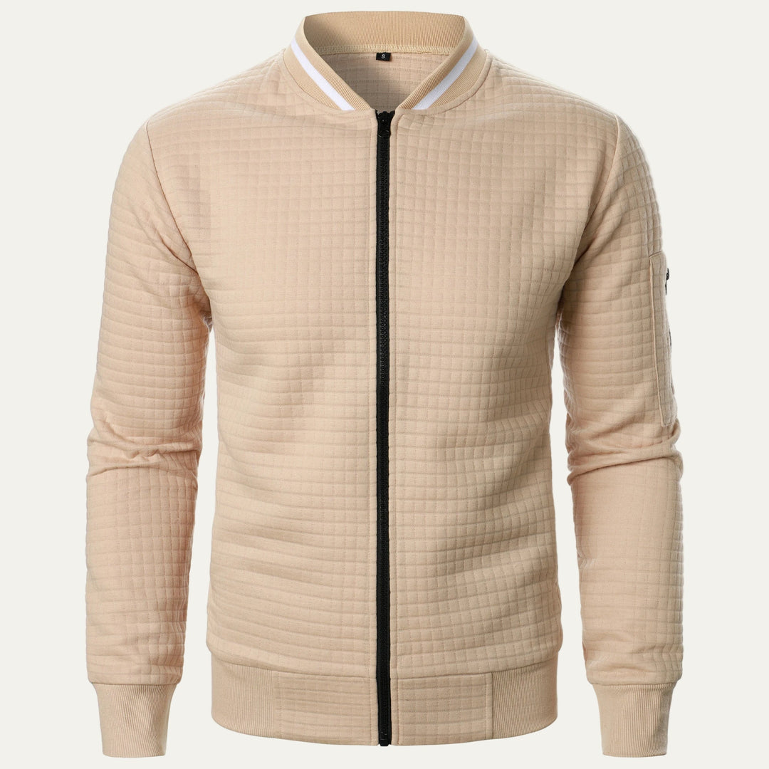 Mens Bomber Jacket Quilted Square Pattern - BritishMode