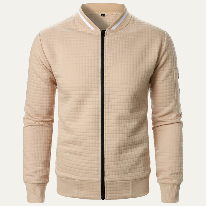Mens Bomber Jacket Quilted Square Pattern - BritishMode