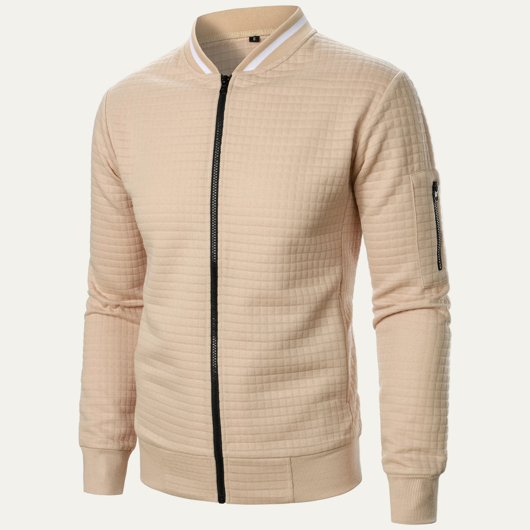 Mens Bomber Jacket Quilted Square Pattern