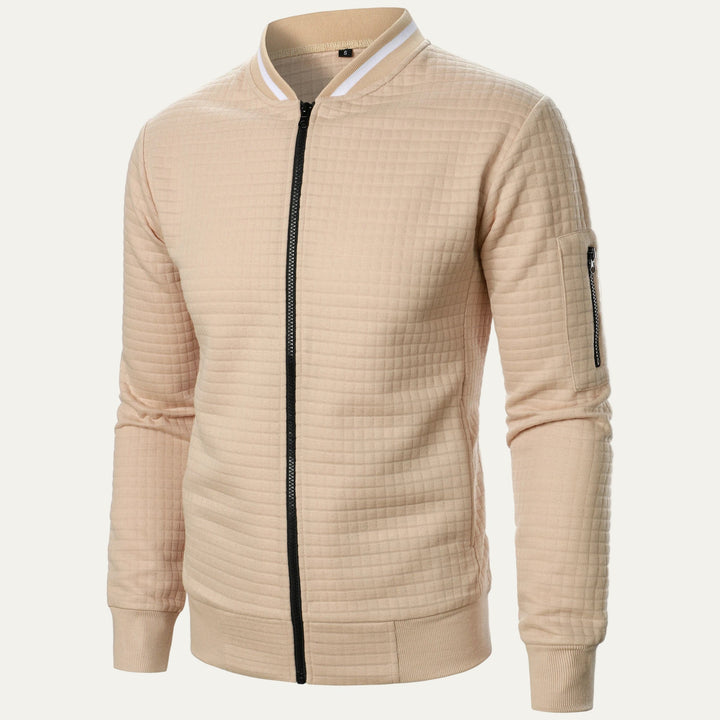 Mens Bomber Jacket Quilted Square Pattern