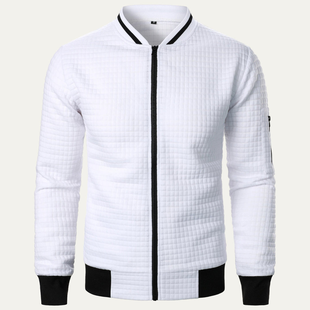 Mens Bomber Jacket Quilted Square Pattern