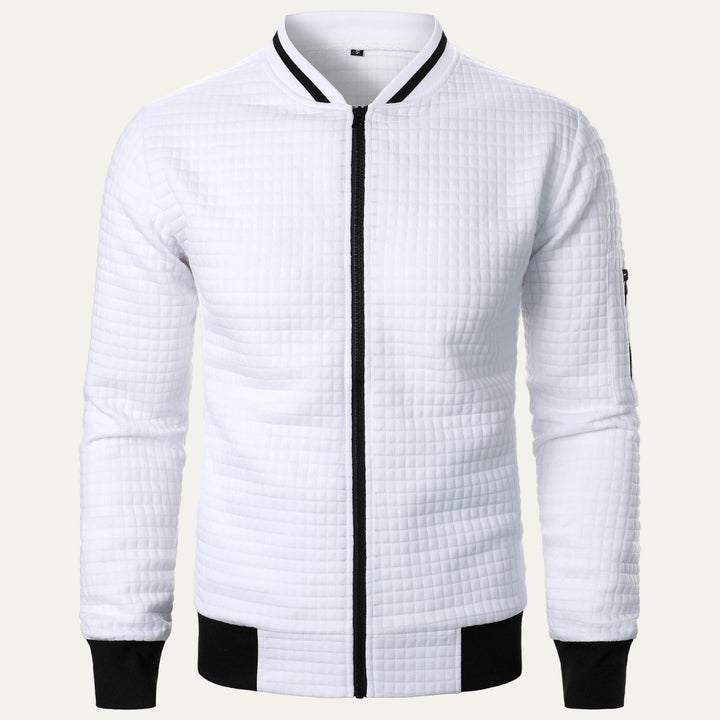 Mens Bomber Jacket Quilted Square Pattern