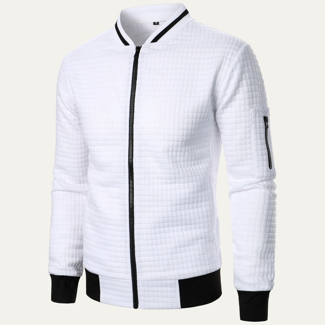 Mens Bomber Jacket Quilted Square Pattern