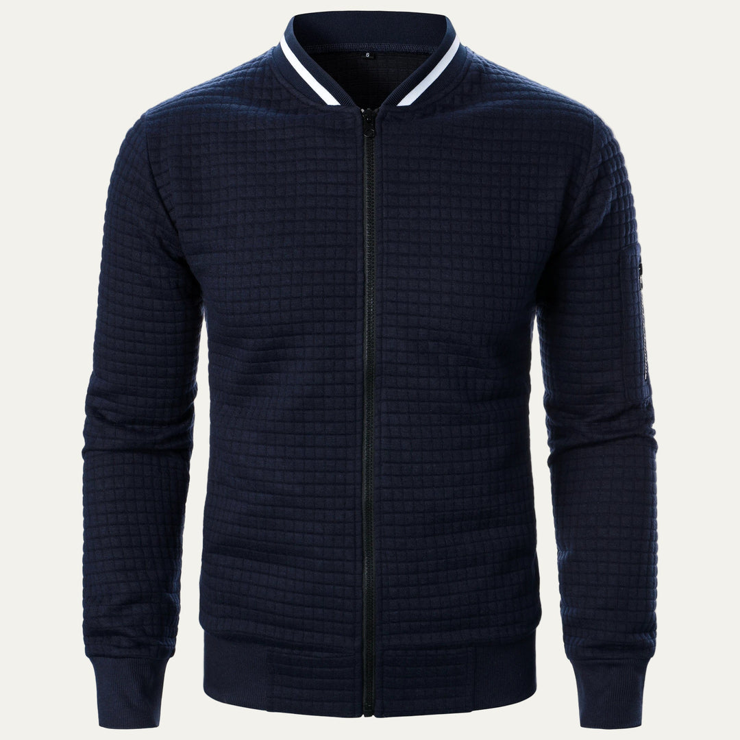 Mens Bomber Jacket Quilted Square Pattern