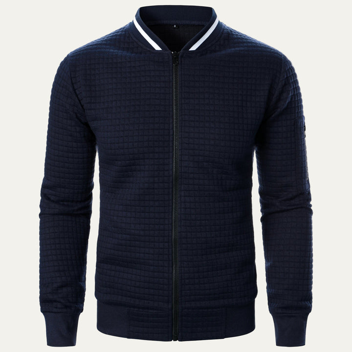 Mens Bomber Jacket Quilted Square Pattern