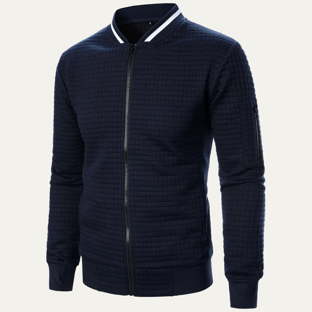 Mens Bomber Jacket Quilted Square Pattern