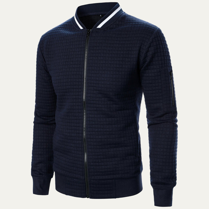 Mens Bomber Jacket Quilted Square Pattern