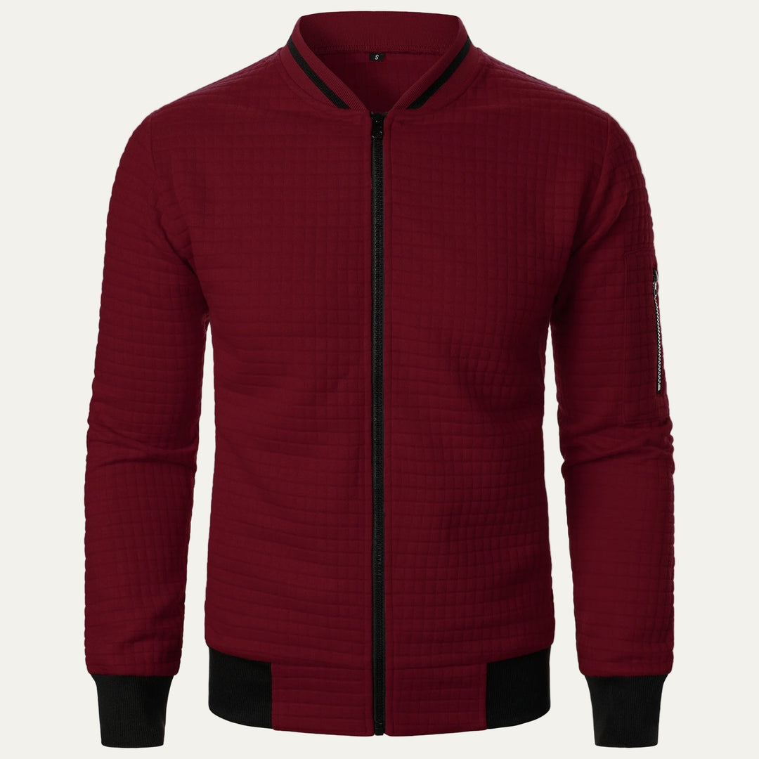 Mens Bomber Jacket Quilted Square Pattern