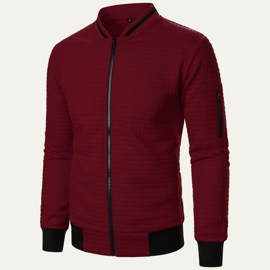 Mens Bomber Jacket Quilted Square Pattern