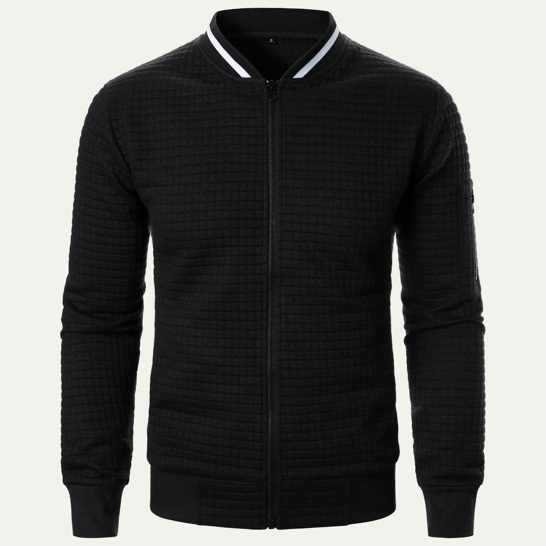 Mens Bomber Jacket Quilted Square Pattern