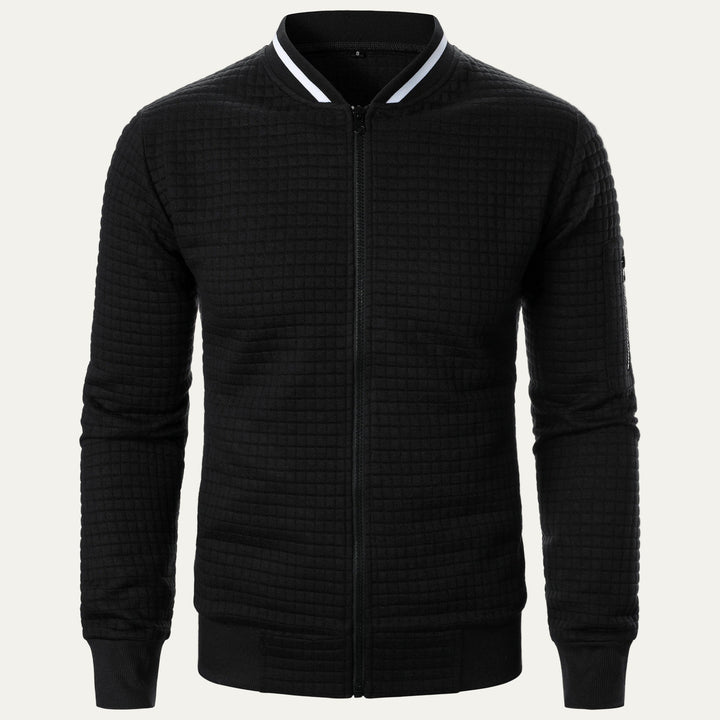Mens Bomber Jacket Quilted Square Pattern
