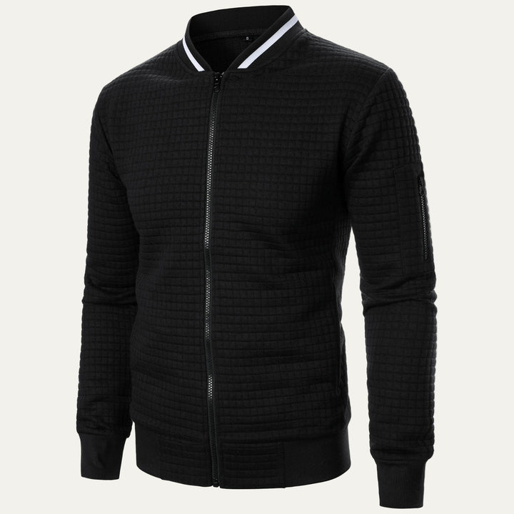 Mens Bomber Jacket Quilted Square Pattern