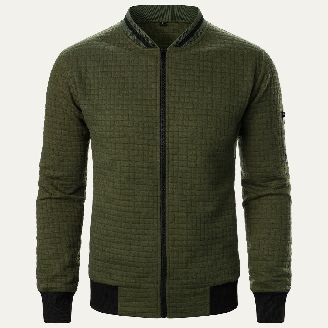 Mens Bomber Jacket Quilted Square Pattern