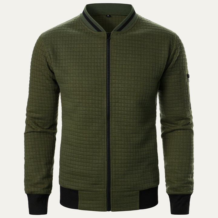 Mens Bomber Jacket Quilted Square Pattern