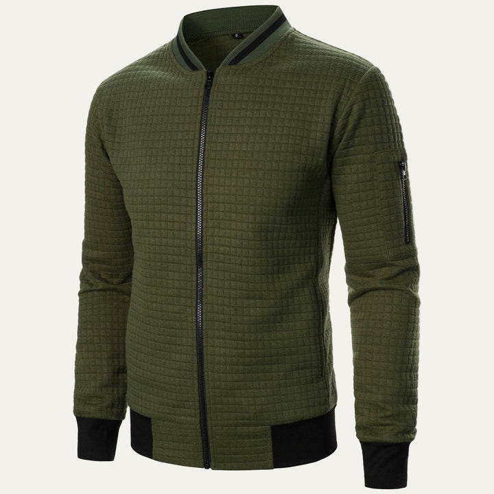 Mens Bomber Jacket Quilted Square Pattern