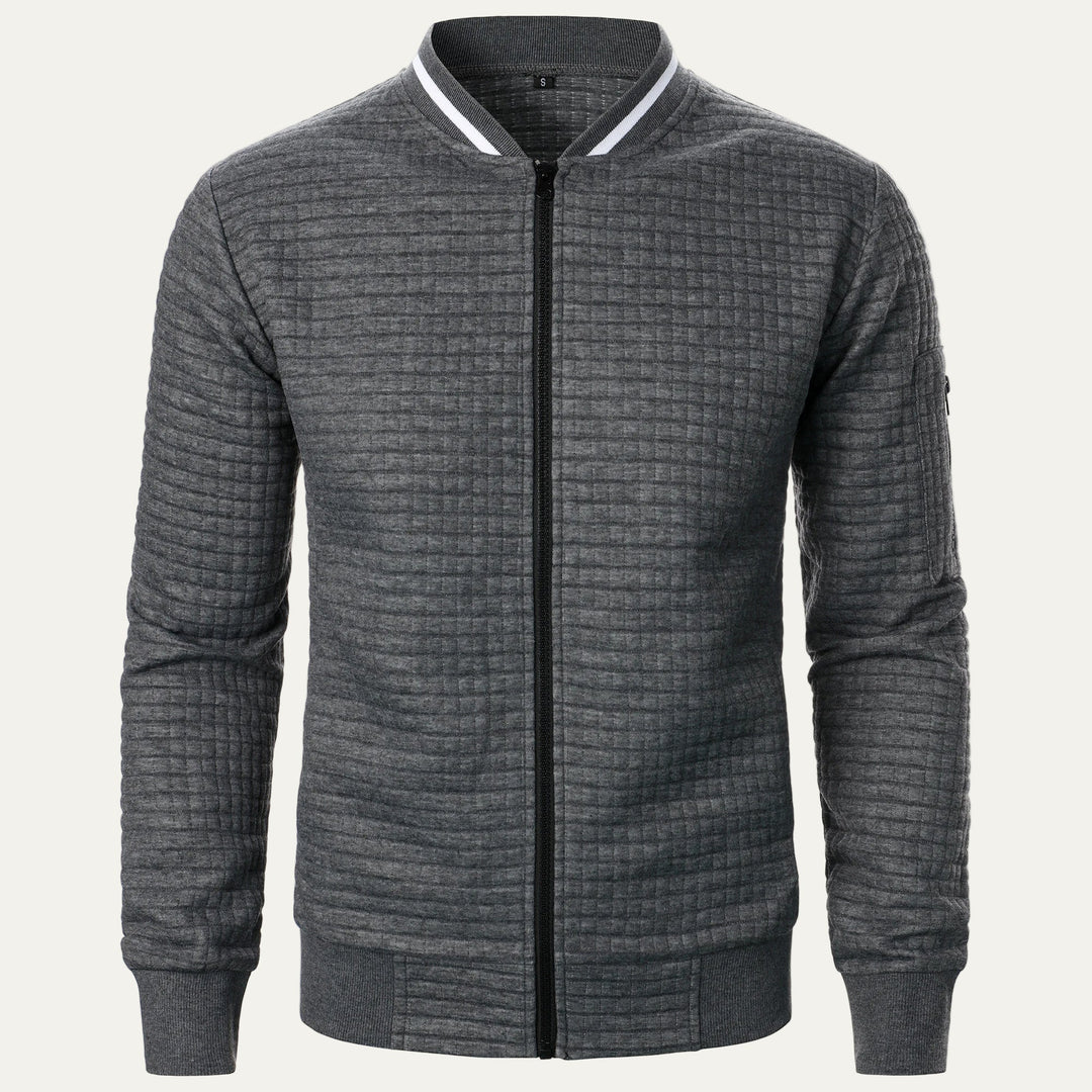 Mens Bomber Jacket Quilted Square Pattern