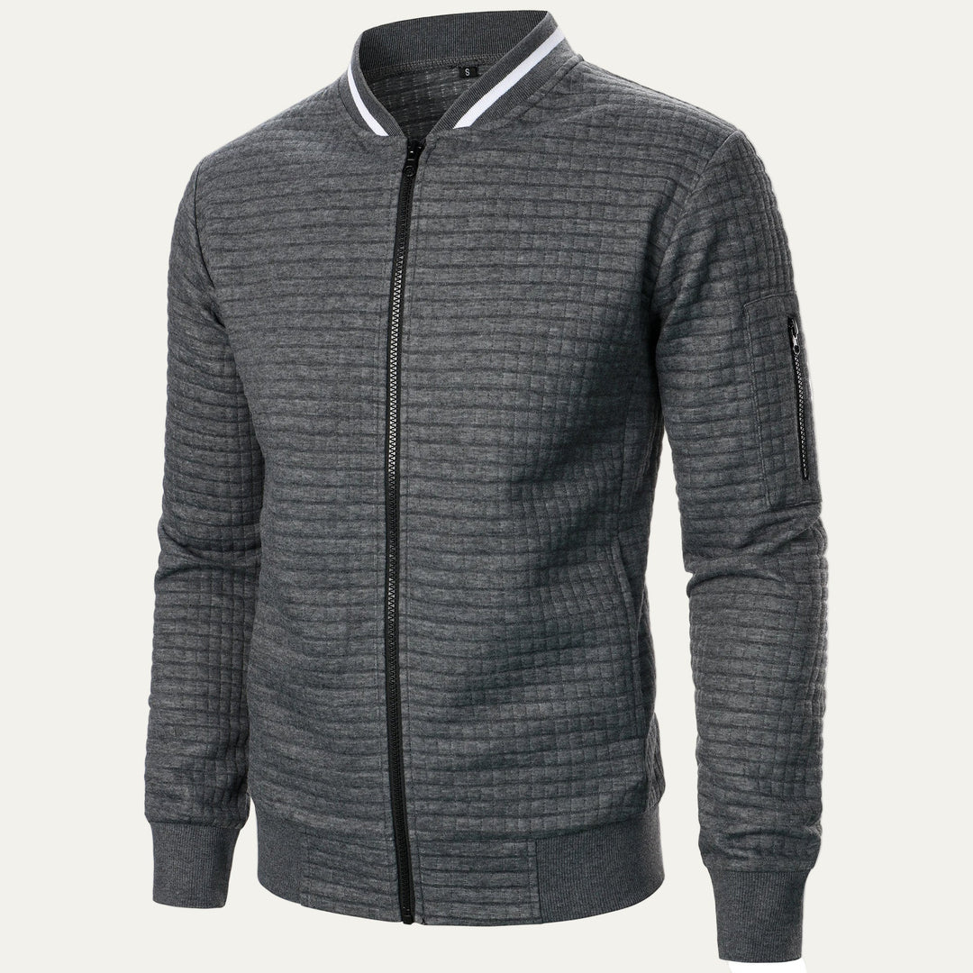 Mens Bomber Jacket Quilted Square Pattern