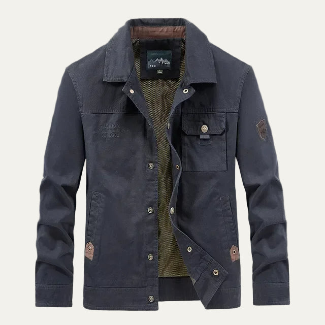 Mens Field Jacket with Embroidered Patch Detail
