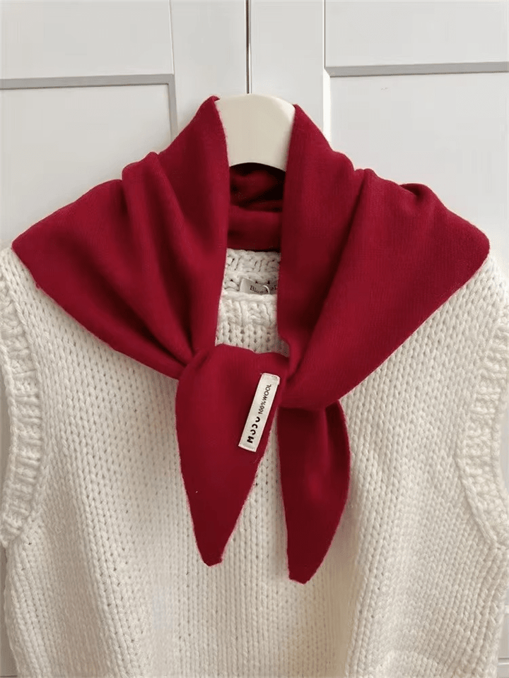 Womens Wool Knitted Scarf Triangular Warm Wrap Headscarf