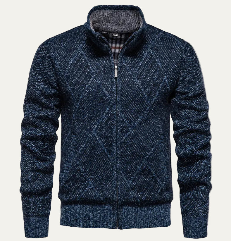 Mens Fleece Cardigan Zip-Up Winter Style
