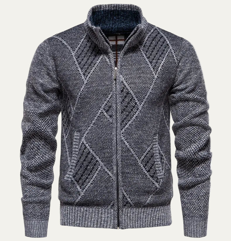 Mens Fleece Cardigan Zip-Up Winter Style