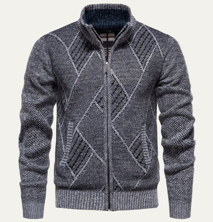 Mens Fleece Cardigan Zip-Up Winter Style