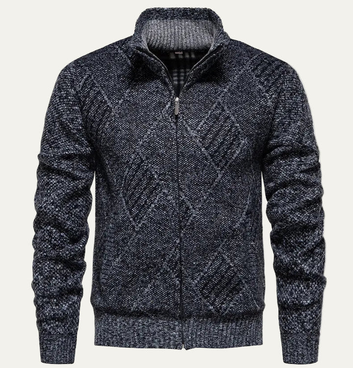 Mens Fleece Cardigan Zip-Up Winter Style