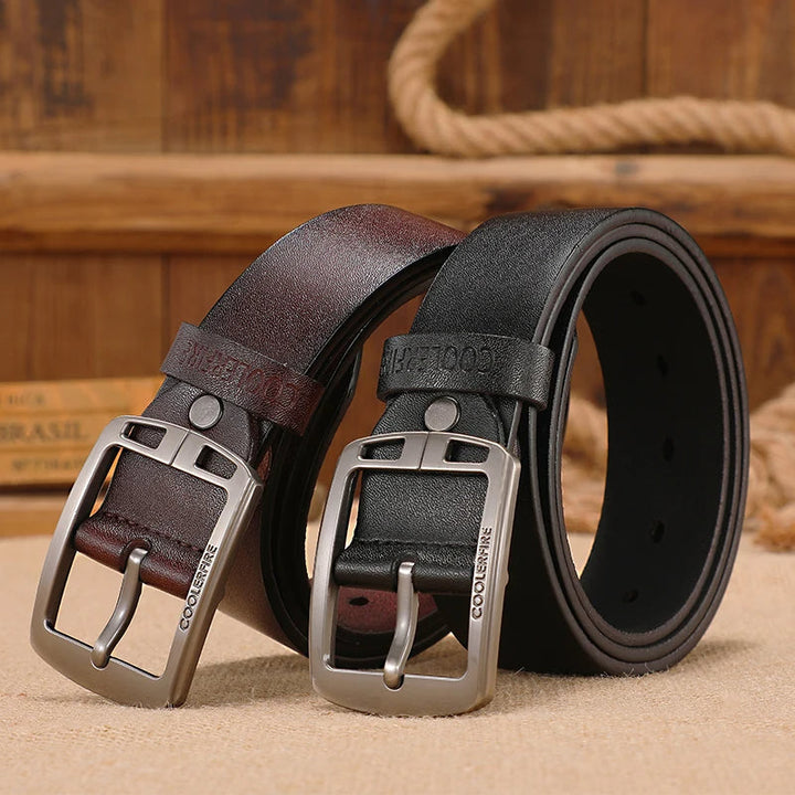 Unisex Leather Belt Genuine Cowhide Modern Vintage Style