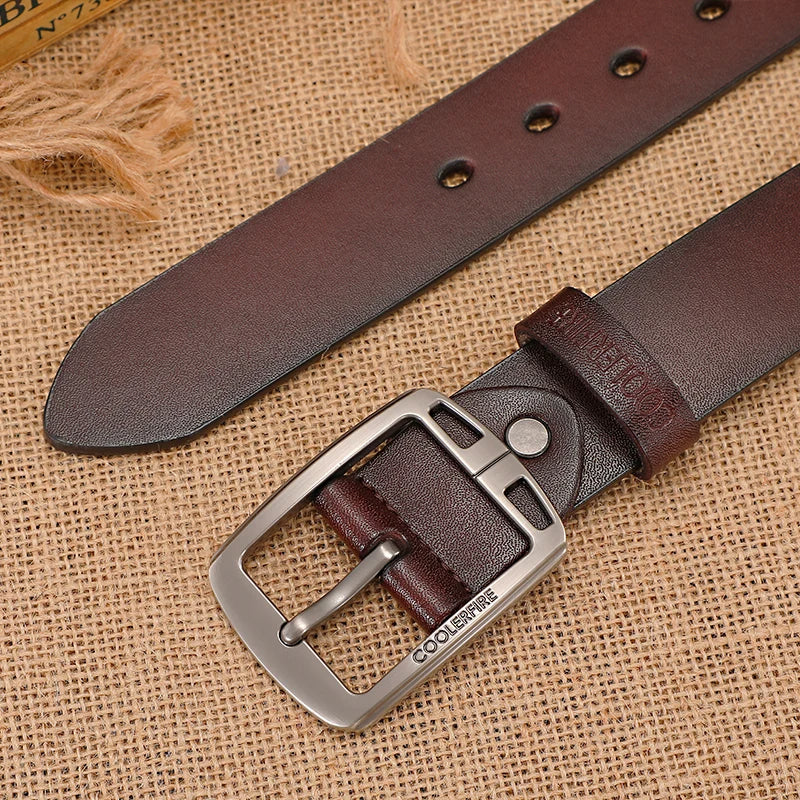 Unisex Leather Belt Genuine Cowhide Modern Vintage Style