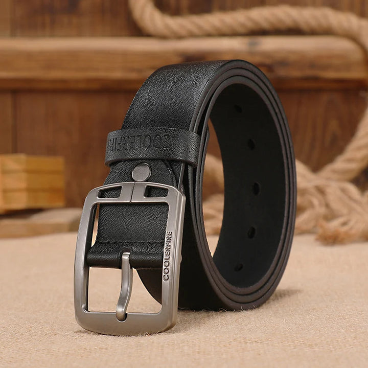 Unisex Leather Belt Genuine Cowhide Modern Vintage Style