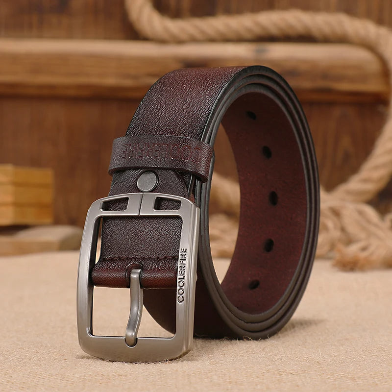 Unisex Leather Belt Genuine Cowhide Modern Vintage Style