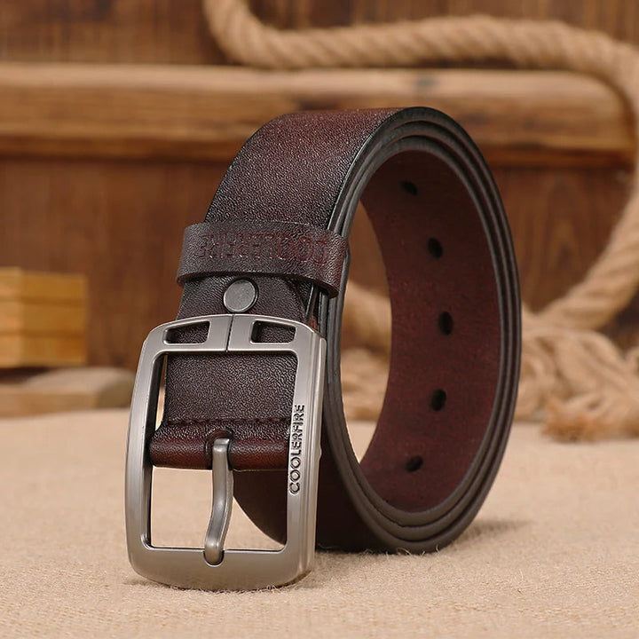 Unisex Leather Belt Genuine Cowhide Modern Vintage Style