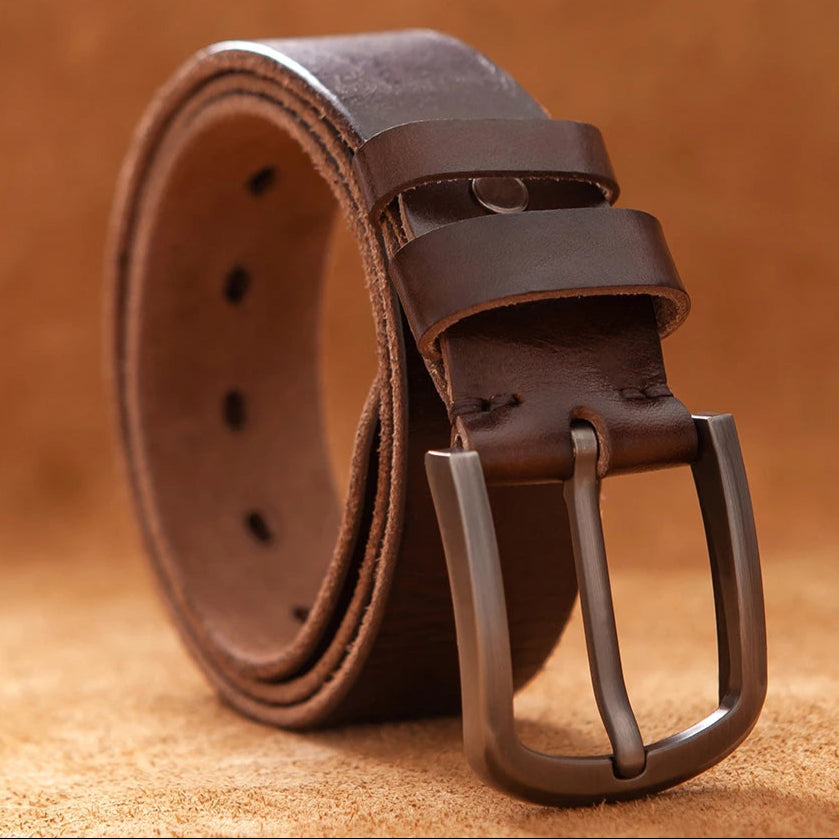 Mens Leather Belt Genuine Cowhide Hand-Finished Classic Fit