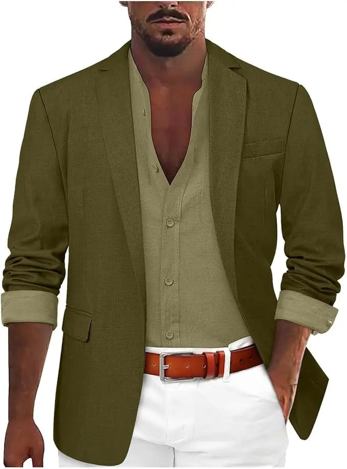 Mens Cotton Blazer Tailored Fit Jacket