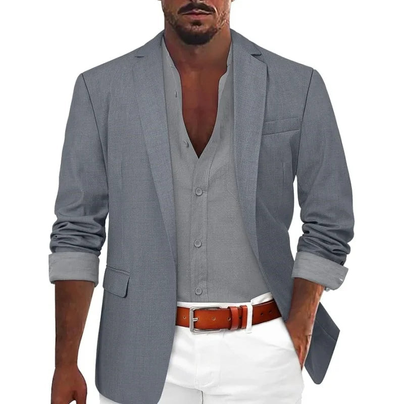 Mens Cotton Blazer Tailored Fit Jacket