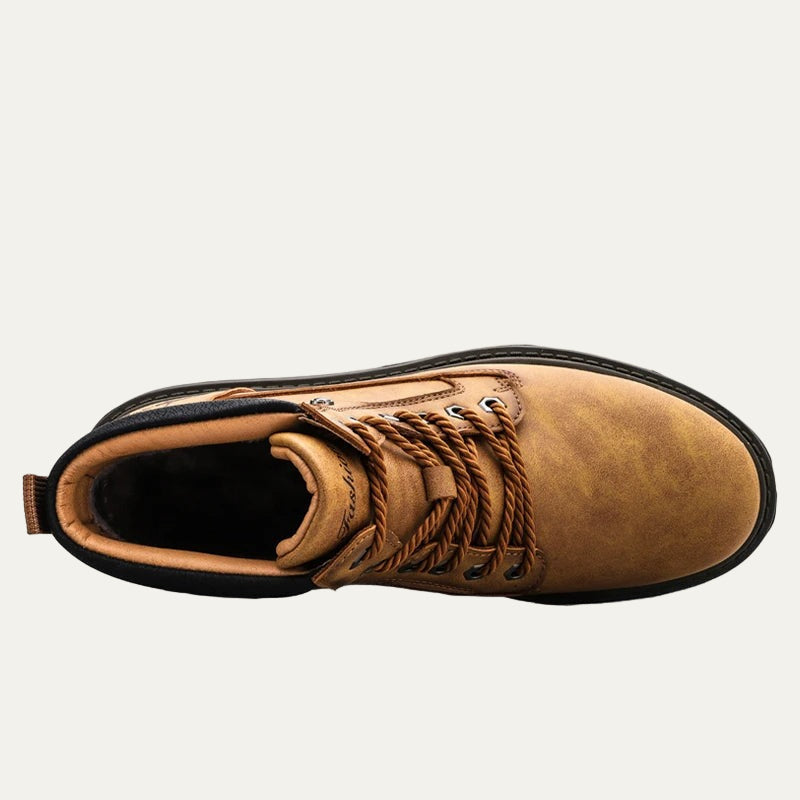 Mens Lace-Up Work Ankle Boots Rugged Style