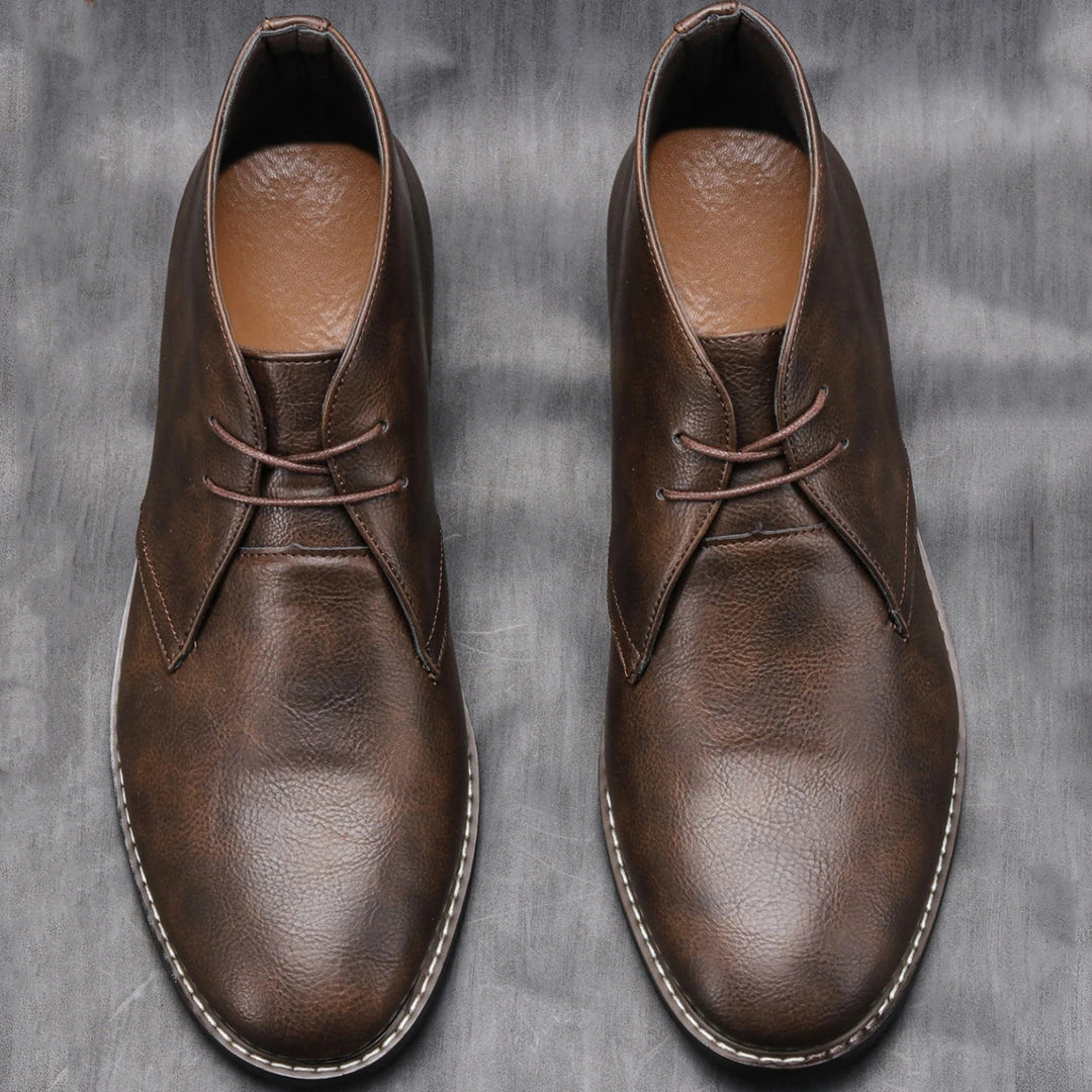 Mens Leather Lace-Up Ankle Boots Street Style