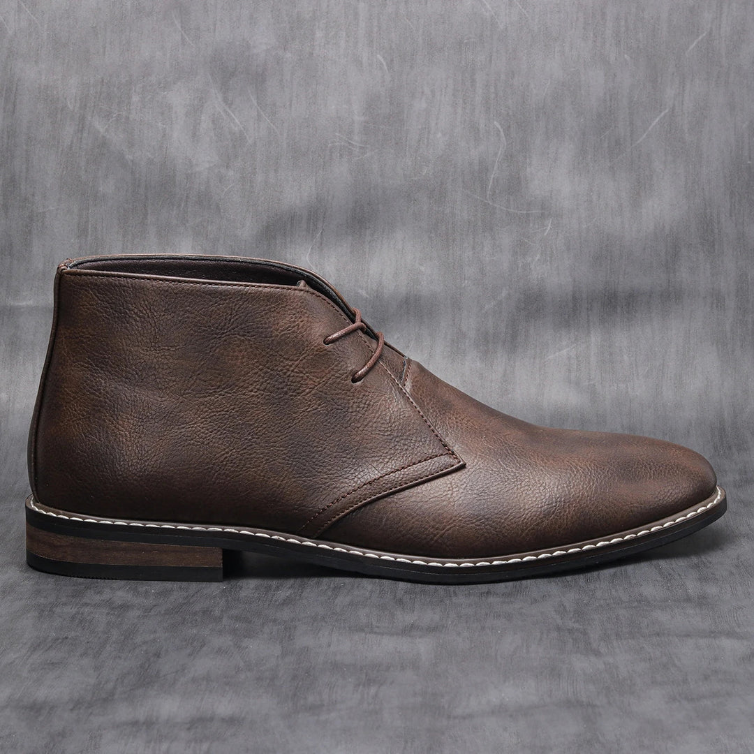 Mens Leather Lace-Up Ankle Boots Street Style