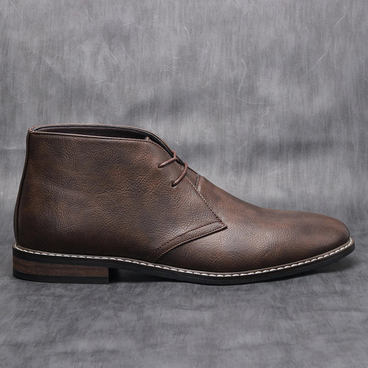 Mens Leather Lace-Up Ankle Boots Street Style