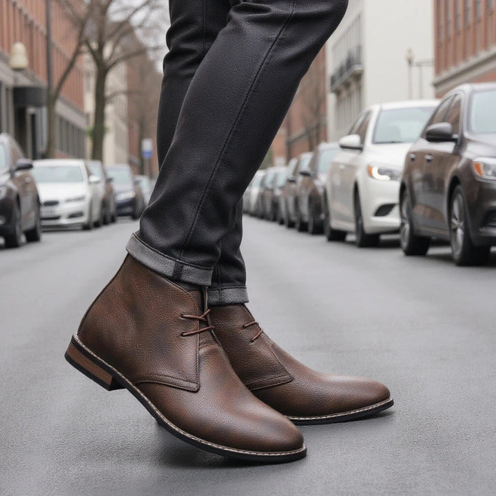 Mens Leather Lace-Up Ankle Boots Street Style