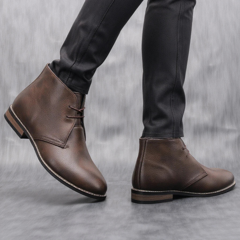 Mens Leather Lace-Up Ankle Boots Street Style